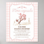 First Rodeo 1st Birthday Western Time Capsule Sign ポスター (正面)