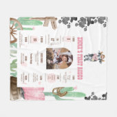 First Rodeo Baby Cow Wild West Milestone Sign  フリースブランケット (正面(横))