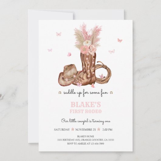 First Rodeo Birthday 招待状 (正面)