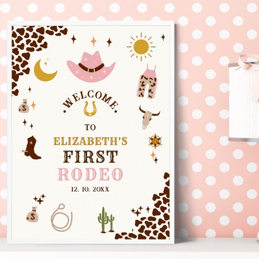 First Rodeo Birthday Girl, Fun Cowgirl Birthday ポスター