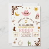 First Rodeo Birthday Girl, Fun Cowgirl Birthday  招待状 (正面)