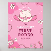 First Rodeo Birthday Girl Pink and white ポスター (正面)
