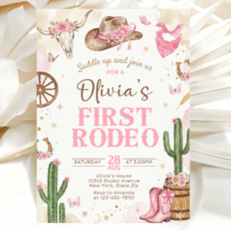 First Rodeo Birthday Invitation Girl 招待状