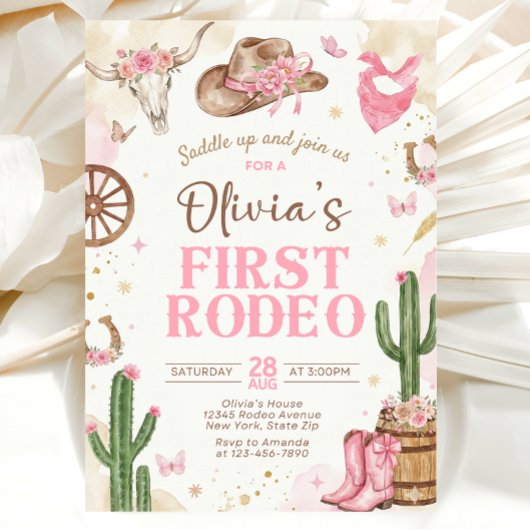 First Rodeo Birthday Invitation Girl 招待状