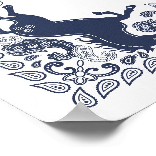 First Rodeo Birthday Party Welcome Sign - Navy Blu ポスター (角)