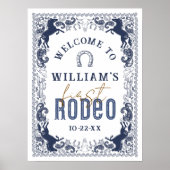 First Rodeo Birthday Party Welcome Sign - Navy Blu ポスター (正面)