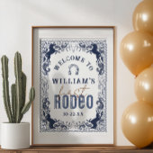 First Rodeo Birthday Party Welcome Sign - Navy Blu ポスター