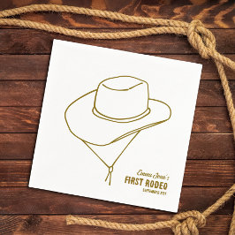 First Rodeo Brown Cowboy Hat Simple 1st Birthday スタンダードカクテルナプキン
