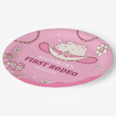 First Rodeo Celebration Girl Pink and White ペーパープレート (アングル)