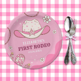 First Rodeo Celebration Girl Pink and White ペーパープレート