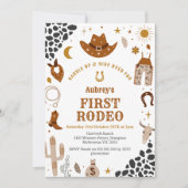 First Rodeo Cowbow Western 1st Birthday Invitation 招待状 (正面)