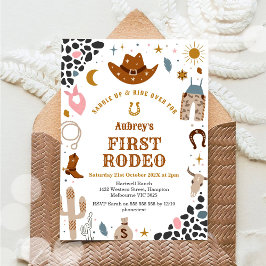 First Rodeo Cowbow Western 1st Birthday Invitation 招待状