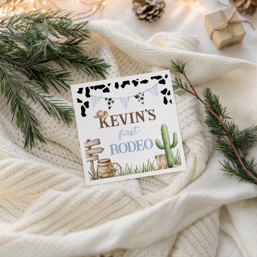 First Rodeo Cowboy Baby Birthday Napkin スタンダードカクテルナプキン