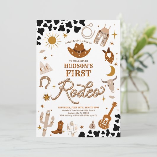 First Rodeo Cowboy Birthday Invitation 招待状 (スタンド正面)