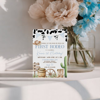 First Rodeo Cowboy Birthday Invitation 招待状