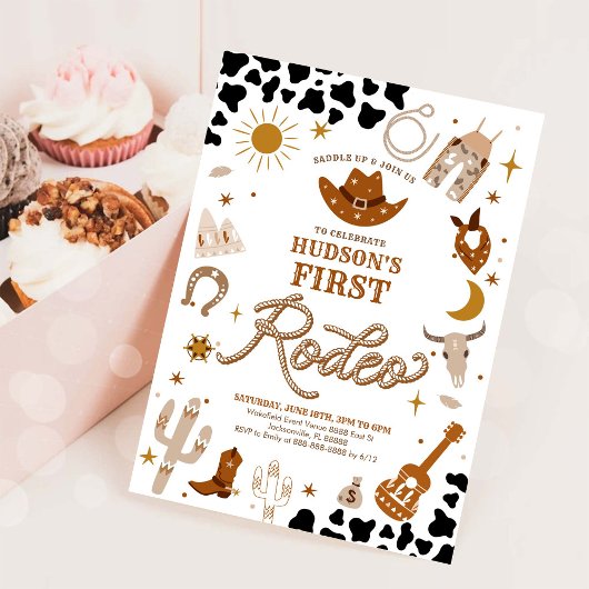 First Rodeo Cowboy Birthday Invitation 招待状