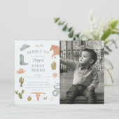 First Rodeo Cowboy Boy Birthday Party Photo 招待状 (スタンド正面)