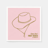 First Rodeo Cowboy Hat Pink 1st Birthday スタンダードカクテルナプキン (正面)