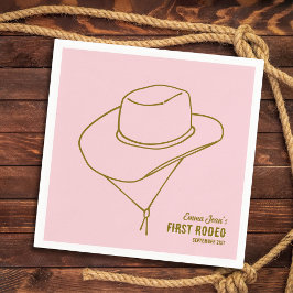 First Rodeo Cowboy Hat Pink 1st Birthday スタンダードカクテルナプキン