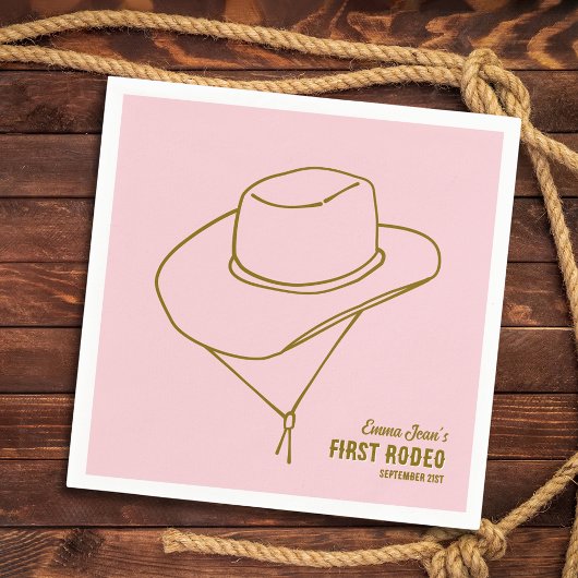 First Rodeo Cowboy Hat Pink 1st Birthday スタンダードカクテルナプキン