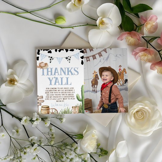 First Rodeo Cowboy Thank You Card Photo 招待状