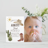 First Rodeo Cowboy Western Photo 1st誕生日 招待状 (スタンド正面)