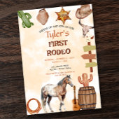 First Rodeo Cowboy Wild West Western Boy Birthday 招待状