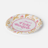 First Rodeo Cowgirl Boots Flowers 1st Birthday ペーパープレート (アングル)