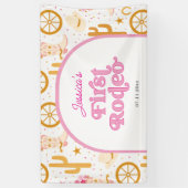 First Rodeo Cowgirl Pink 1st Birthday Party 横断幕 (縦)