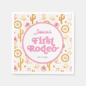 First Rodeo Cowgirl Pink 1st Birthday Party Napkin スタンダードカクテルナプキン (正面)