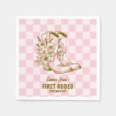 First Rodeo Floral Cowboy Boots 1st Birthday スタンダードカクテルナプキン (正面)