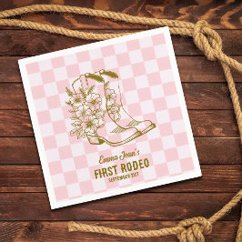 First Rodeo Floral Cowboy Boots 1st Birthday スタンダードカクテルナプキン