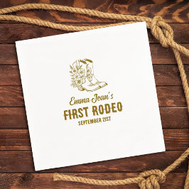 First Rodeo Floral Cowboy Boots 1st Birthday スタンダードカクテルナプキン