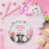 First Rodeo Highland Cow Western Kids' Birthday  ペーパープレート (パーティー)