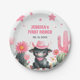 First Rodeo Highland Cow Western Kids' Birthday  ペーパープレート