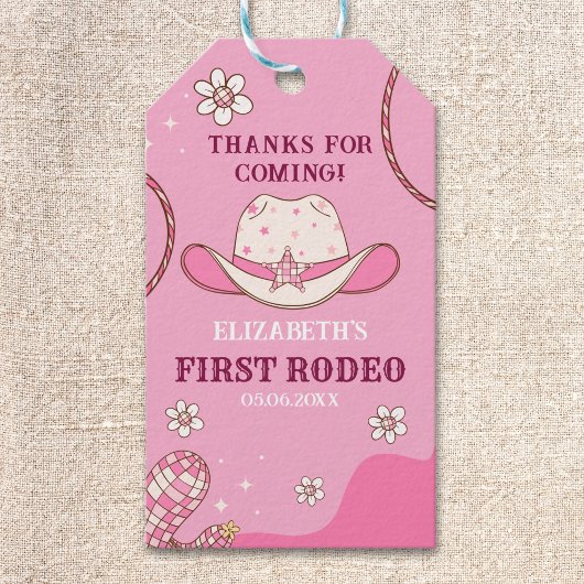 First Rodeo Party Girl in Pink and White ギフトタグ