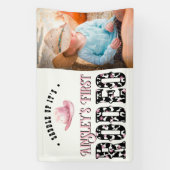 First Rodeo Pink写真パーソナライズされた第1誕生日 横断幕 (縦)