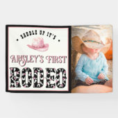 First Rodeo Pink写真パーソナライズされた第1誕生日 横断幕 (横)