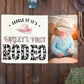 First Rodeo Pink写真パーソナライズされた第1誕生日 横断幕