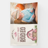 First Rodeo Pink女性のカーボーイカスタム写真1st Birthday 横断幕 (縦)