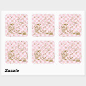 First Rodeo Pink Brown Cowgirl Boots Hat Birthday スクエアシール (シート)