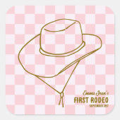 First Rodeo Pink Cowgirl 1st Birthday Sticker スクエアシール (正面)