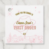 First Rodeo Pink Cowgirl 1st Birthday Thank You フェイバータグ (正面)