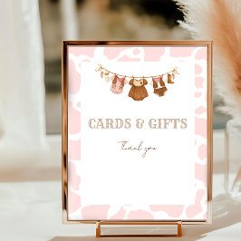 First Rodeo Pink Cowgirl Birthday Tabletop Sign ポスター