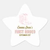 First Rodeo Pink Cowgirl Boots 1st Birthday  星シール (正面)