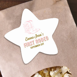 First Rodeo Pink Cowgirl Boots 1st Birthday  星シール