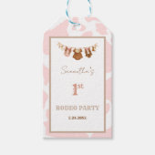 First Rodeo Pink Cowgirl Western Birthday ギフトタグ (正面)