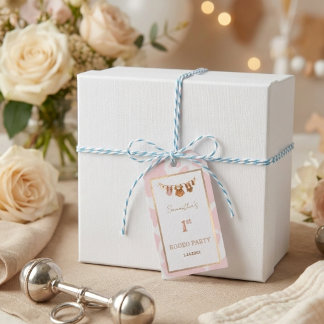 First Rodeo Pink Cowgirl Western Birthday ギフトタグ