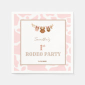 First Rodeo Pink Cowgirl Western Birthday スタンダードカクテルナプキン (正面)