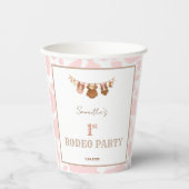 First Rodeo Pink Cowgirl Western Birthday 紙コップ (正面)